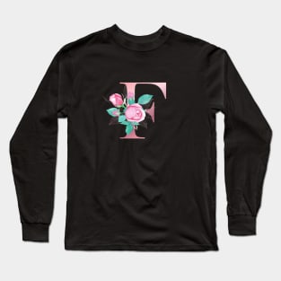 ALPHABET LETTER F IN FLORAL STYLE; PERSONALIZED GIFTS WITH FLOWERS LETTER Long Sleeve T-Shirt